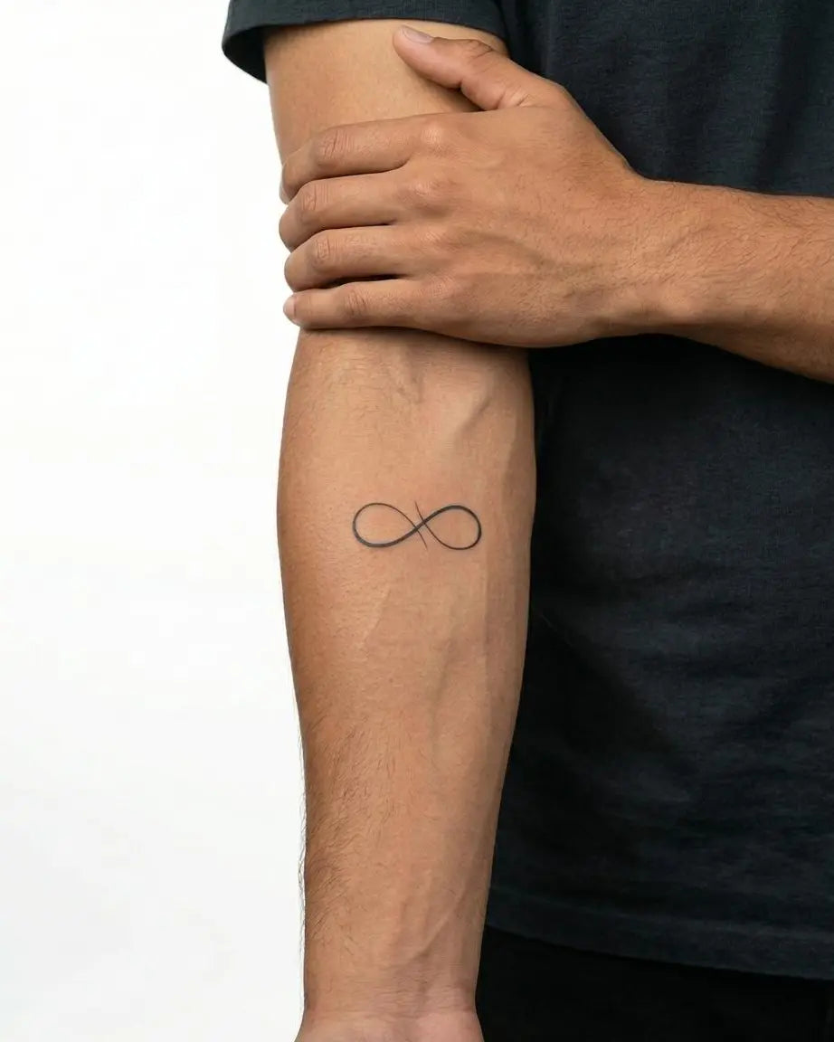 Tatouage éphémère symbole infini fineline sur poignet