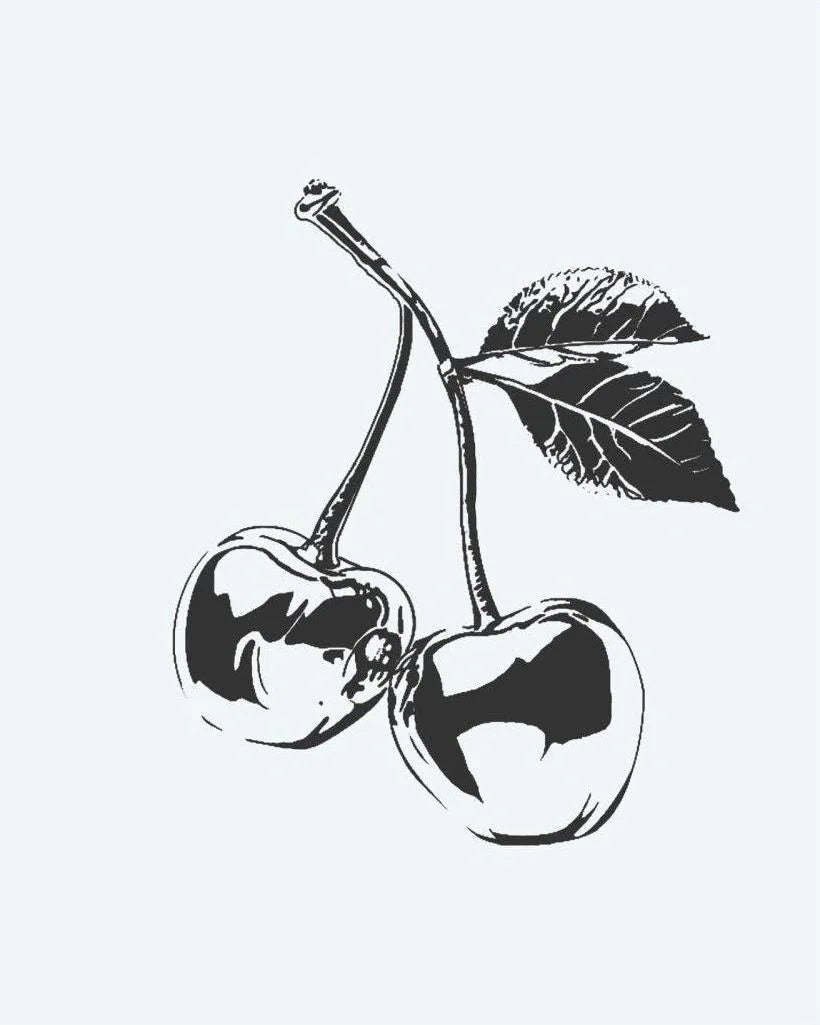 Tatouage éphémère cerises sur tige illustratif