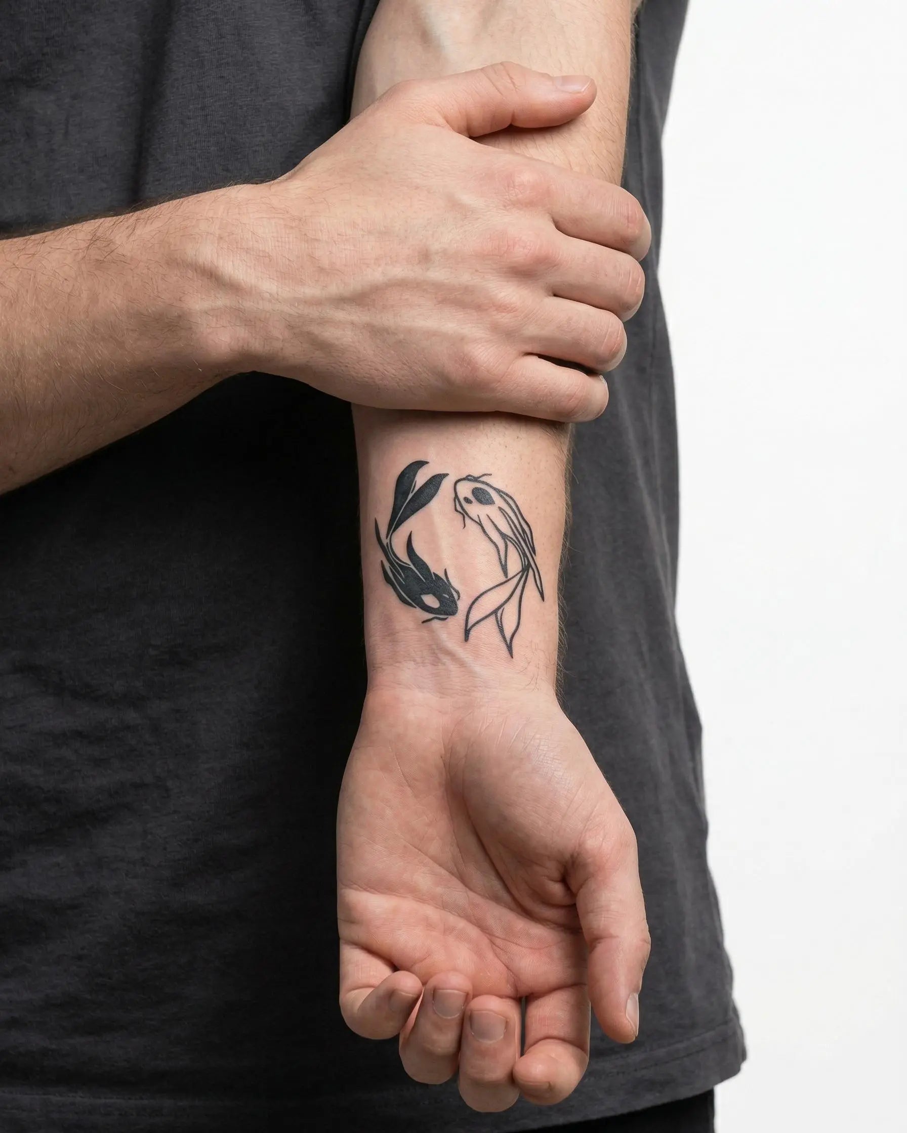Tatouage éphémère duo de poissons koï en cercle