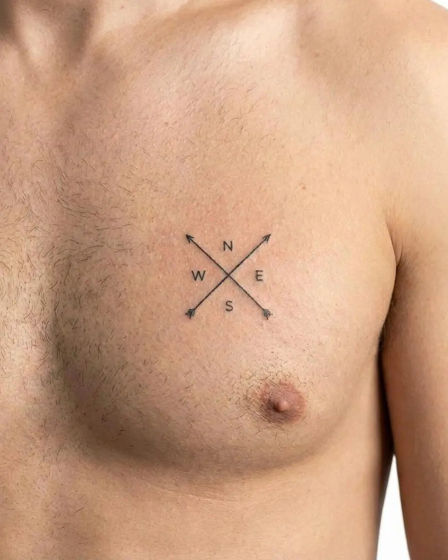 Tatouage éphémère boussole cardinale flèches géométriques