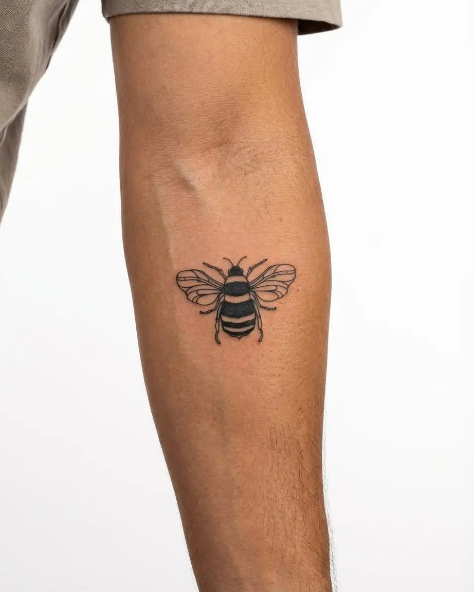 Tatouage éphémère abeille style scientifique illustratif