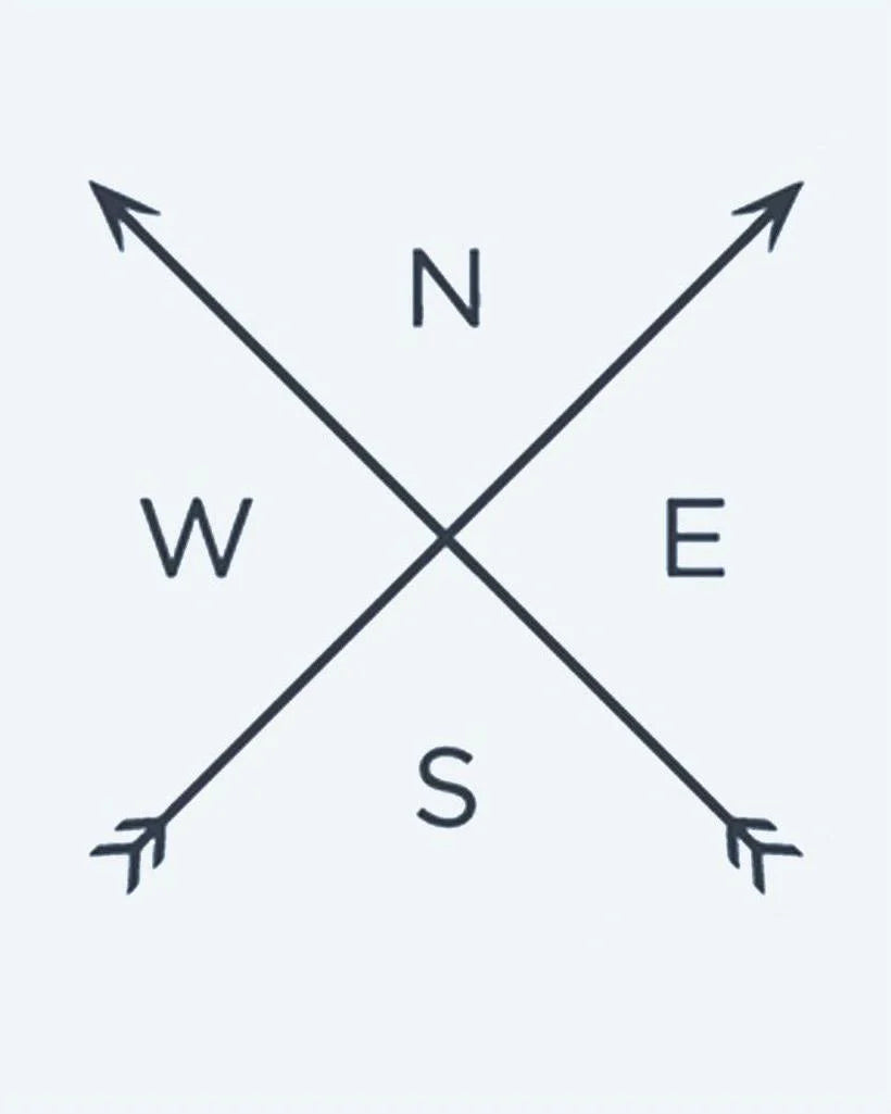 Tatouage éphémère points cardinaux NSEW flèches